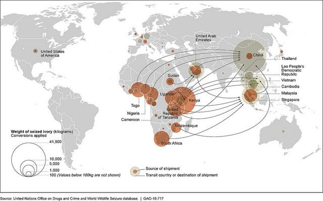 Map of illegal ivory trading.