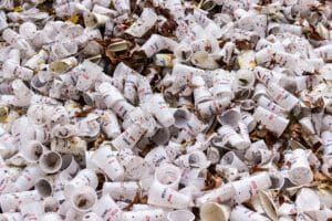 coffee cups in landfill illustrate the sort of foreign waste that China has banned importing