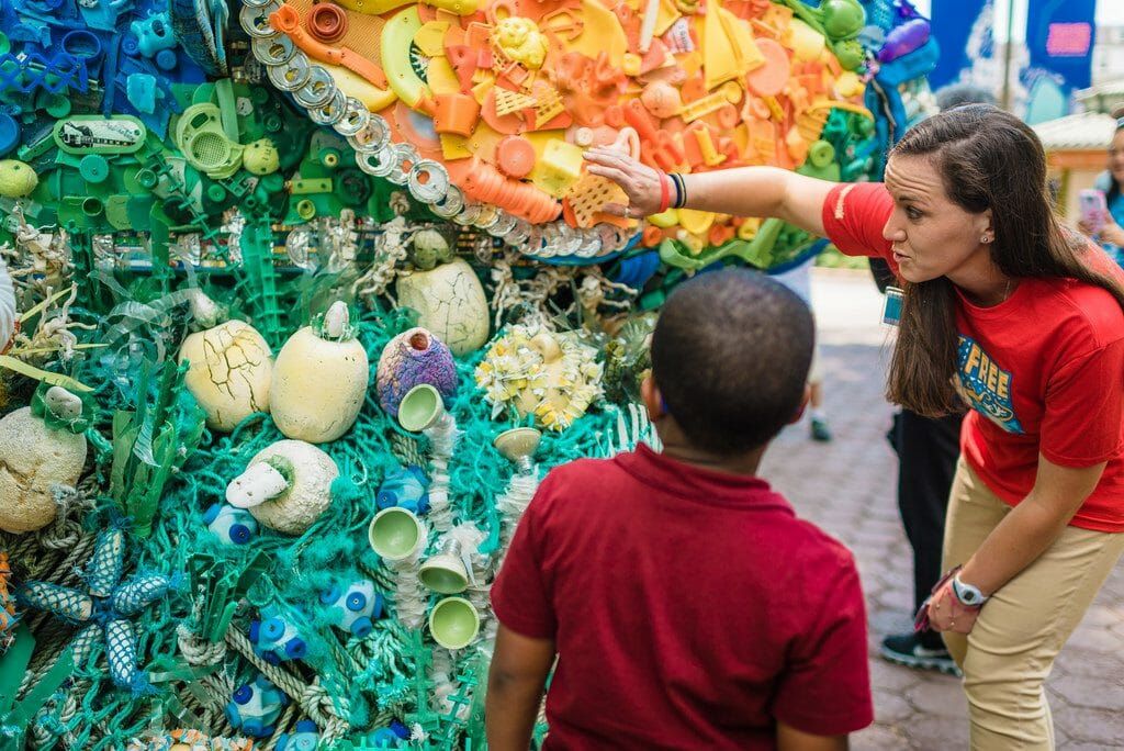 Shark made from plastic marine debris, part of the Smithsonian's Washed Ashore exhibition