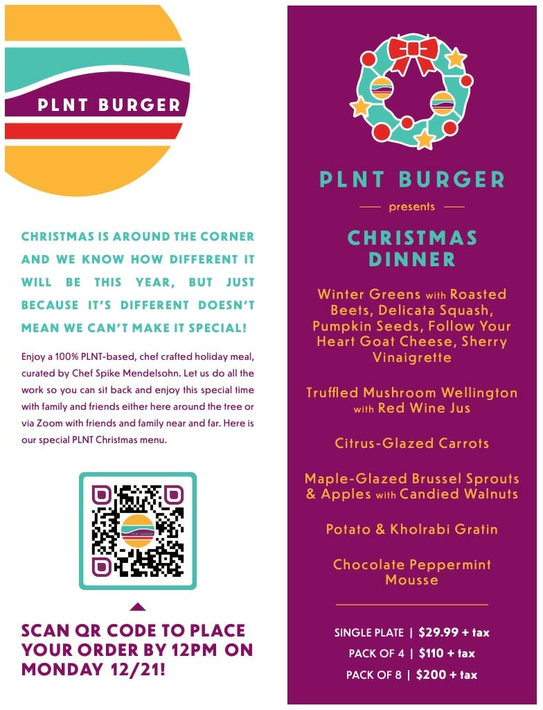 plnt burger christmas dinner menu