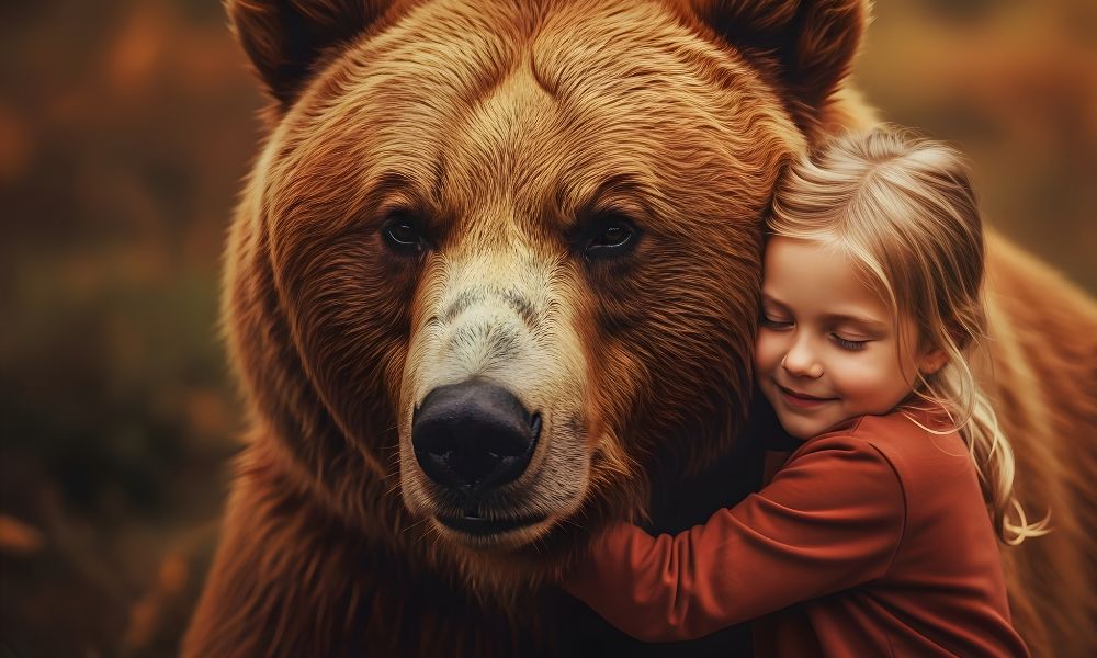 Girl hugging bear
